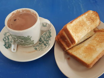 Close-up of breakfast on table