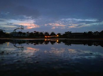 Reflection of clouds in calm lake