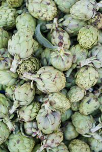 Full frame shot of artichokes at market stall