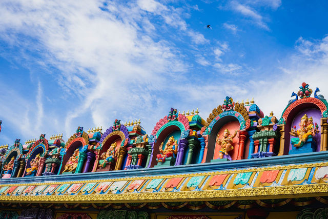 Low angle view of multi colored temple | ID: 154587822