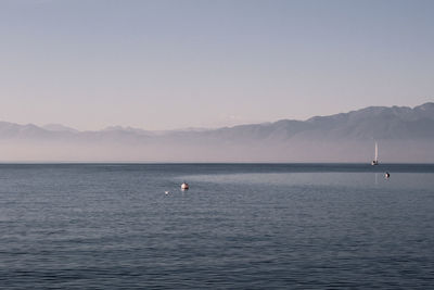 Scenic view of sea against clear sky