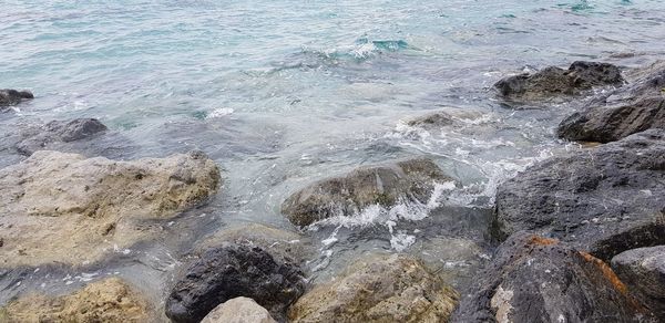 High angle view of sea waves