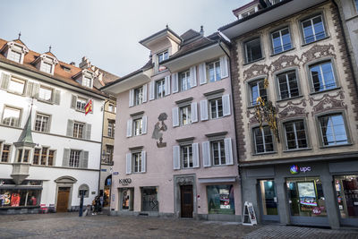 Low angle view of buildings against sky