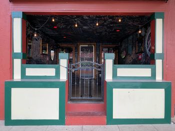 Illuminated entrance of building