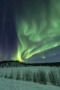 Scenic view of landscape against sky at night