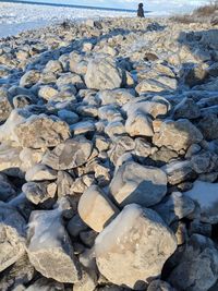 Close-up of pebbles on beach