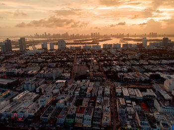 High angle view of buildings in city