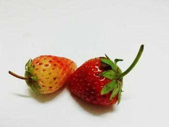 Close-up of strawberry against white background