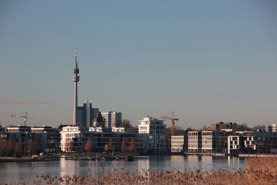 River by city against sky