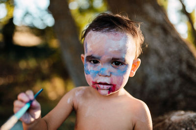 Portrait of shirtless boy