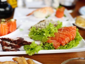 Close-up of sushi in plate