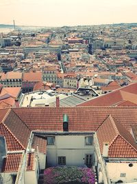 High angle view of townscape against sky