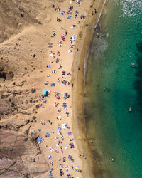 Aerial view of people enjoying at beach