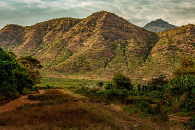 Scenic view of mountains against sky