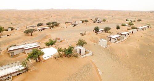 High angle view of desert against sky