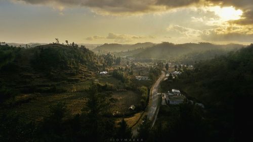 High angle view of landscape against sky