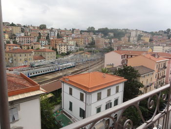High angle view of townscape against sky
