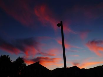 Low angle view of silhouette buildings against sky during sunset