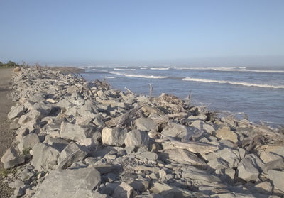 Scenic view of sea against clear sky