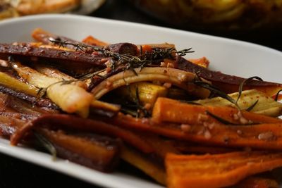 Close-up of seafood on barbecue grill