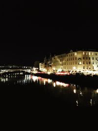 Illuminated buildings at night