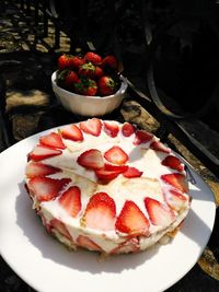 Close-up of cake in plate on table