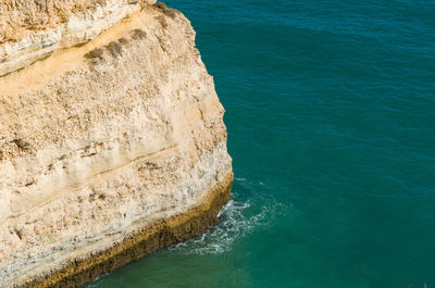 High angle view of rock formation in sea