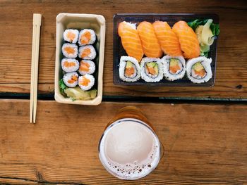 Close-up of sushi served on plate