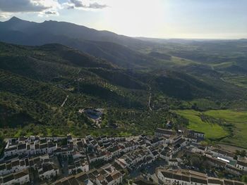 High angle view of townscape against sky