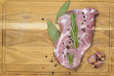 High angle view of seafood on cutting board