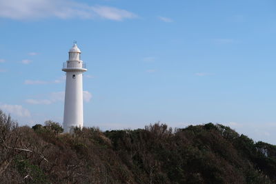 Low angle view of lighthouse against sky