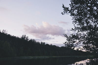 Scenic view of lake against cloudy sky