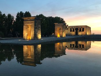 Reflection of building in water