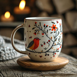 Close-up of coffee cup on table