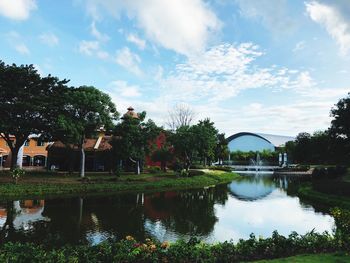 Scenic view of lake against sky