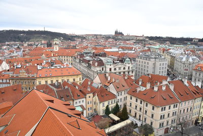 High angle view of townscape against sky