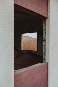 Close-up of open door of building