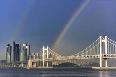 View of rainbow bridge over river