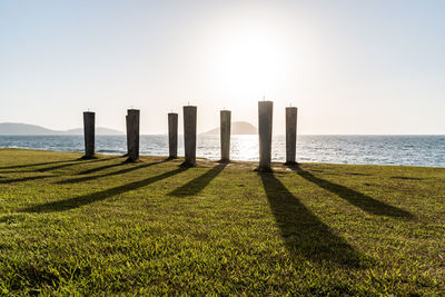 Scenic view of sea against clear sky