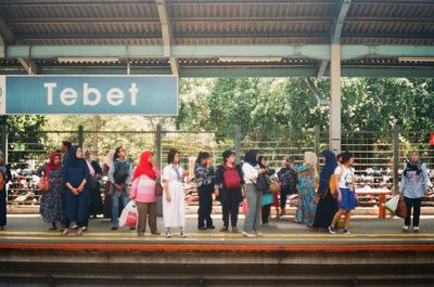 People at railroad station