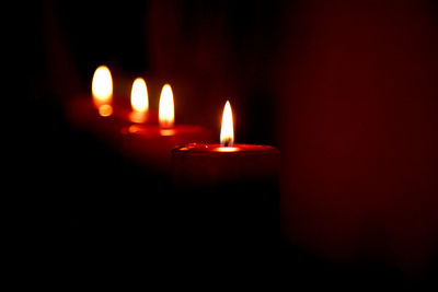 Close-up of illuminated candles