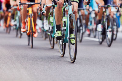 Close-up of bicycle on road