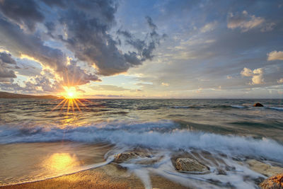 Scenic view of sea against sky during sunset