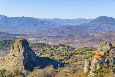 Scenic view of mountains against clear sky