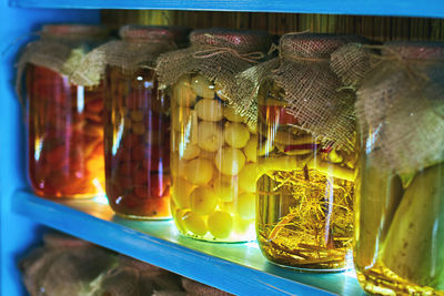 Close-up of glass jar on table