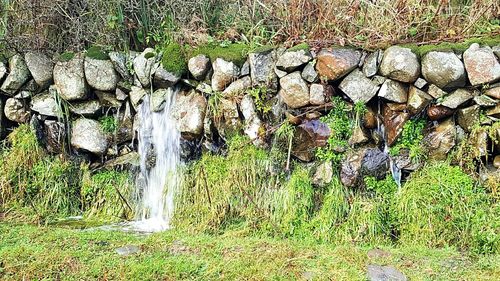 Water flowing through rocks