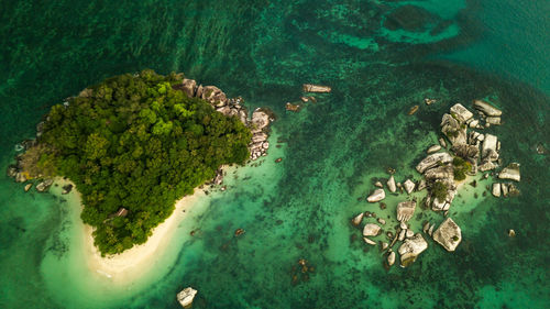 High angle view of on beach