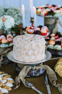 Close-up of cake on table