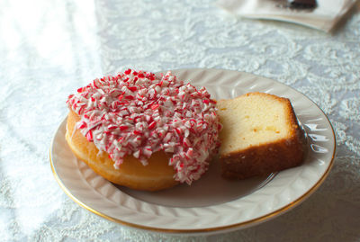 Close-up of dessert in plate on table