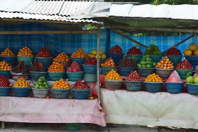 Various fruits for sale at market stall
